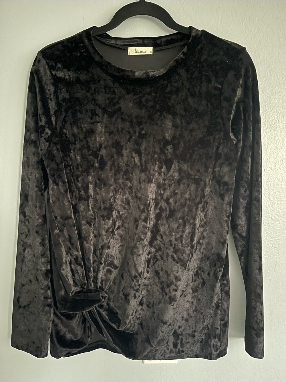 Black Velvet Twist Knot Top